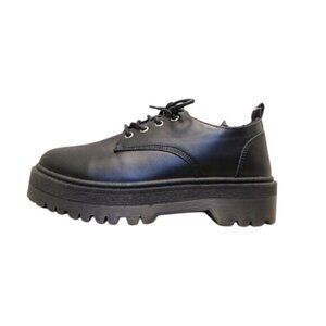 NWOT Qupid Size 8 Womens Black Faux Leather Platform Lace-Up Shoes with Chunky S